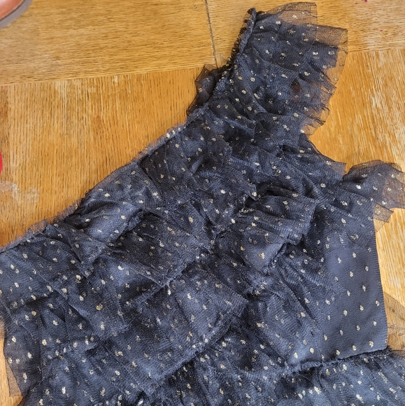 Bcbgmaxazria Dress Ruffles Layered Black Gold One Shoulder Party Prom Nightout - Picture 7 of 16